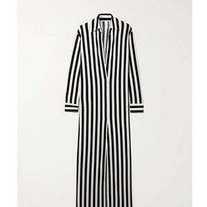 Norma Kamali - Striped Stretch-jersey Maxi Dress - Black Dress